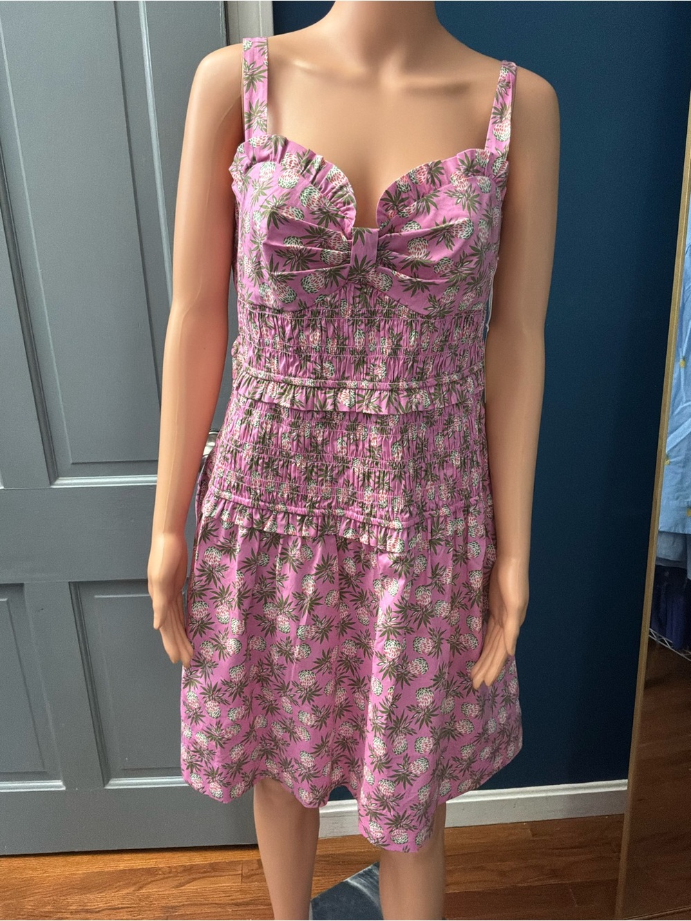 Sweetheart Pink Floral Smocked Mini Dress